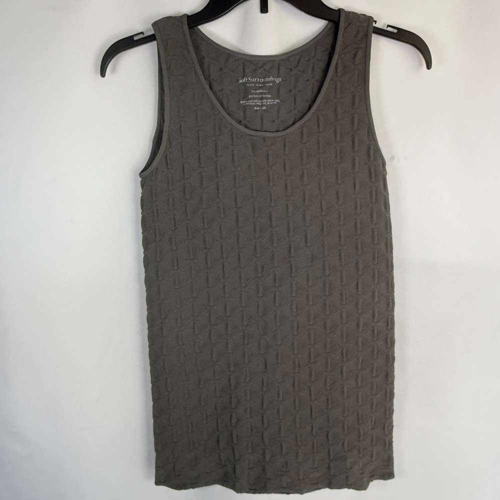 Soft Surroundings Textured Tank Top Gray  Size Sleeveless‎ Scoop Neck travel